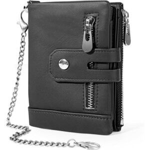 RFID Blocking Wallets Zipper Men's Wallet with ID Window 16 Card Holders